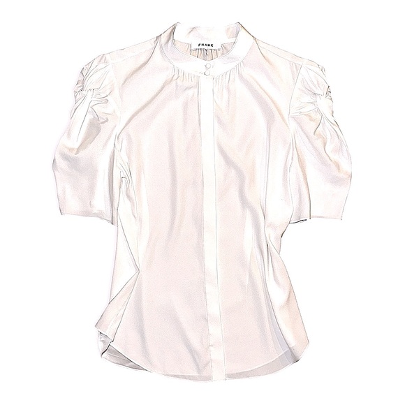 FRAME Gillian Puff Sleeve Silk Blouse - Picture 13 of 13